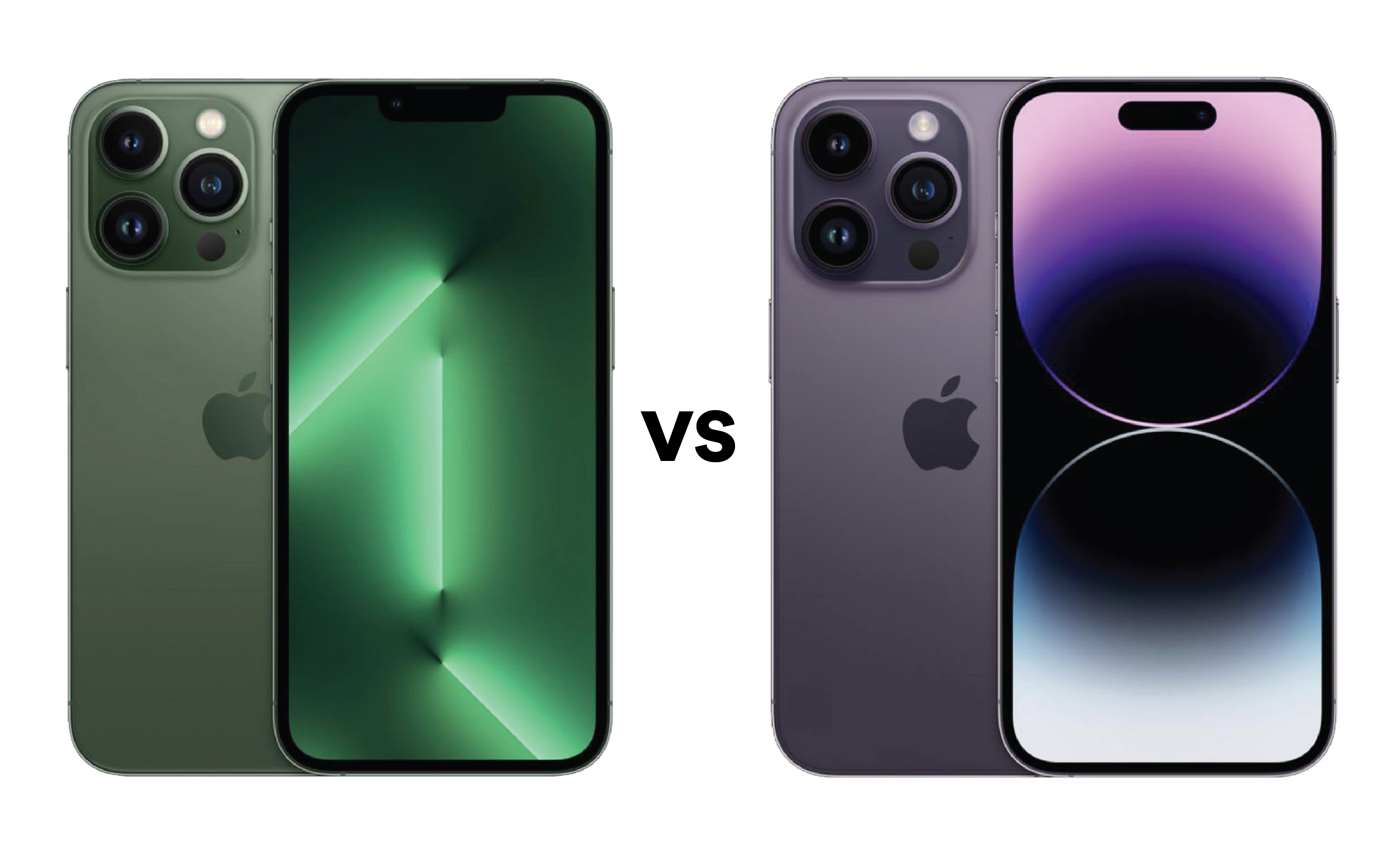 Green iPhone 13 Pro vs Purple iPhone 14 Pro